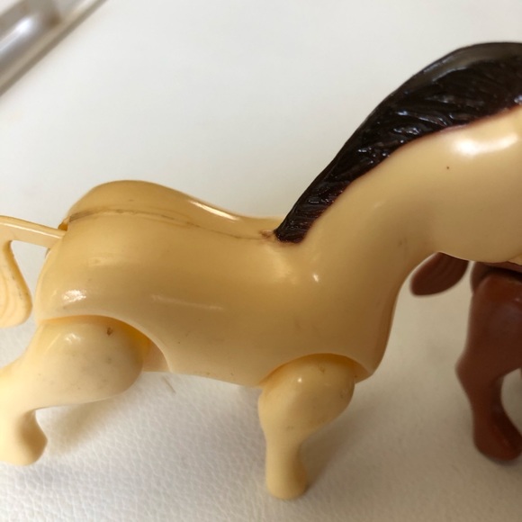 Vintage MACAU Horse Figures Toy Farm Animal Moveable Legs Tail Tan & Brown 3” - Picture 9 of 12